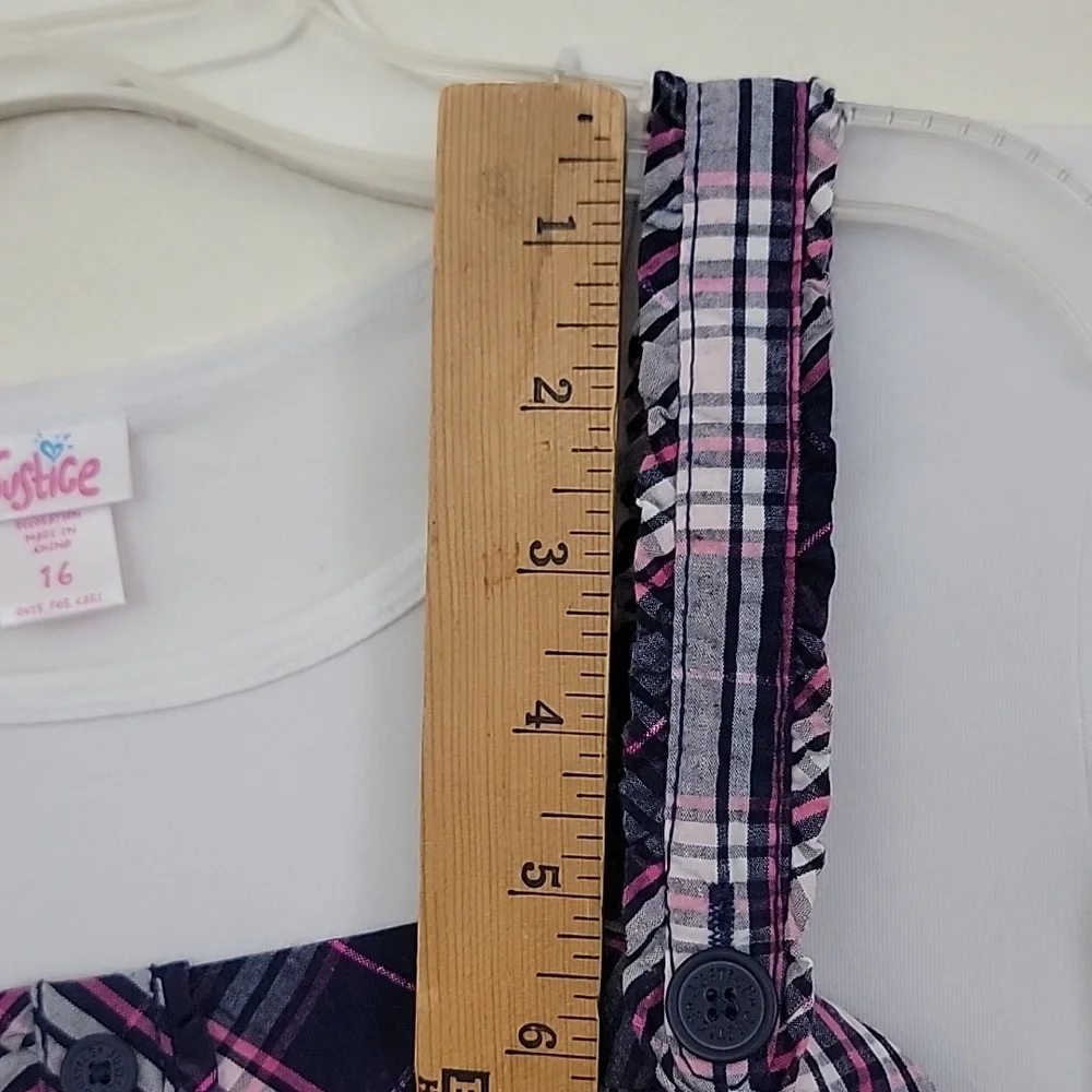 Justice Blue, Pink & White Plaid Jumper Dress 16
